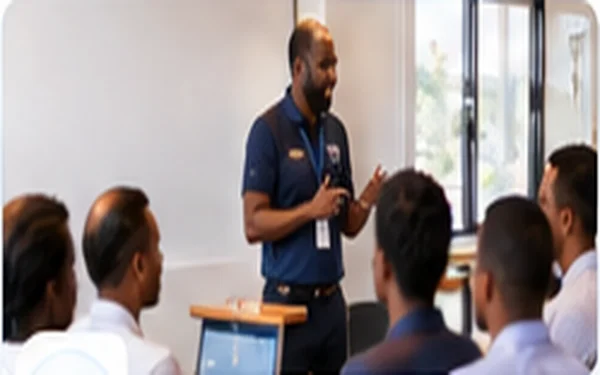 FBC engineer presenting configuration steps to a hotel management team around a conference table